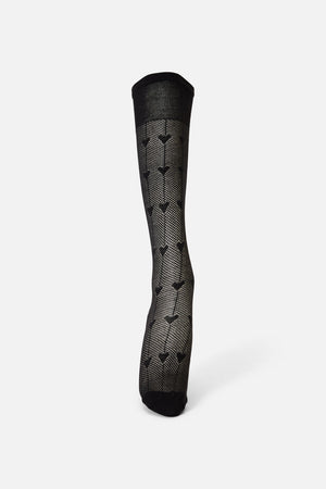 Black Friday - Hearts Long Mesh Socks - black