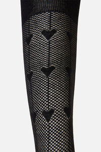 Black Friday - Hearts Long Mesh Socks - black