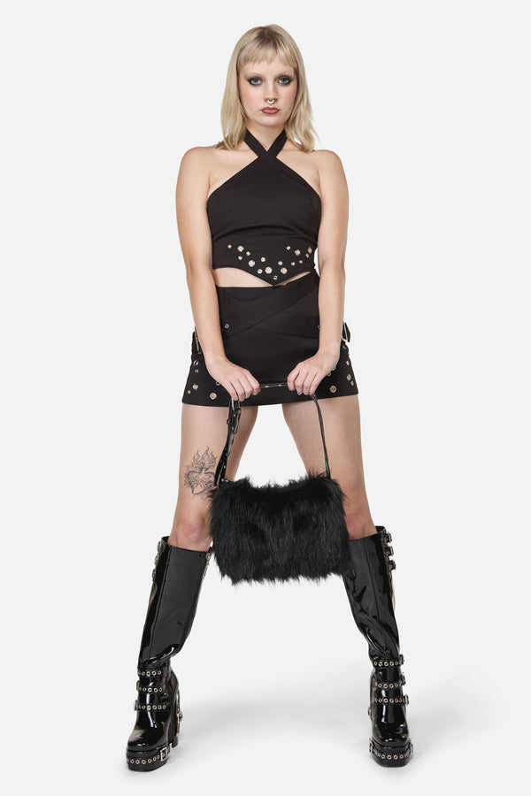 Black Friday - Fluffy Eyelet Bag - black