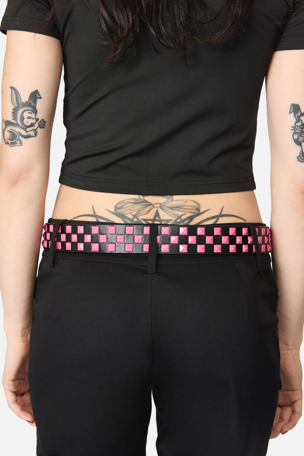 Black Friday - Checkered Stud Belt - pink-black