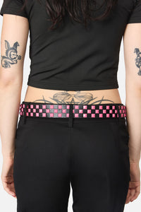 Black Friday - Checkered Stud Belt - pink-black