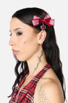 Black Friday - Red Goth Check Bow Clip - red