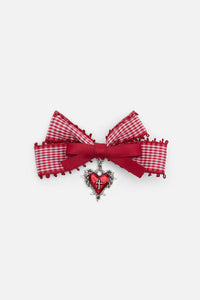 Black Friday - Red Goth Check Bow Clip - red