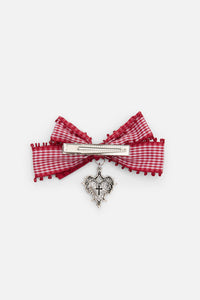 Black Friday - Red Goth Check Bow Clip - red