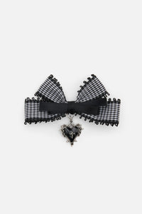 Black Friday - Black Goth Check Bow Clip - black