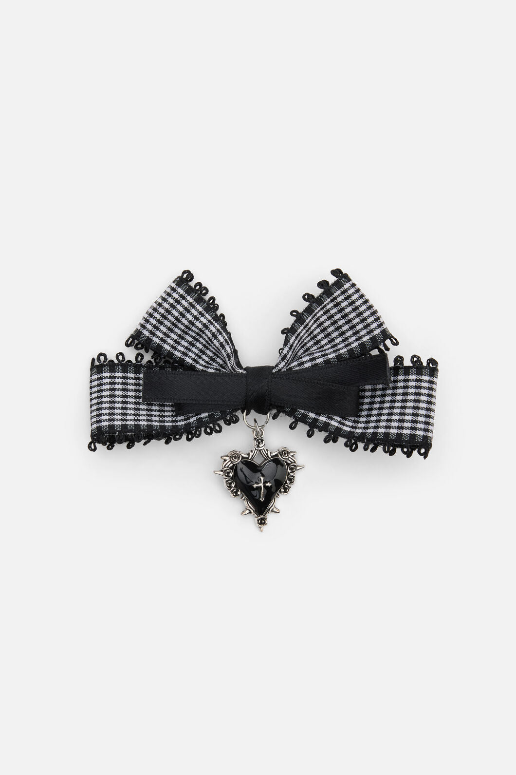 Black Friday - Black Goth Check Bow Clip - black