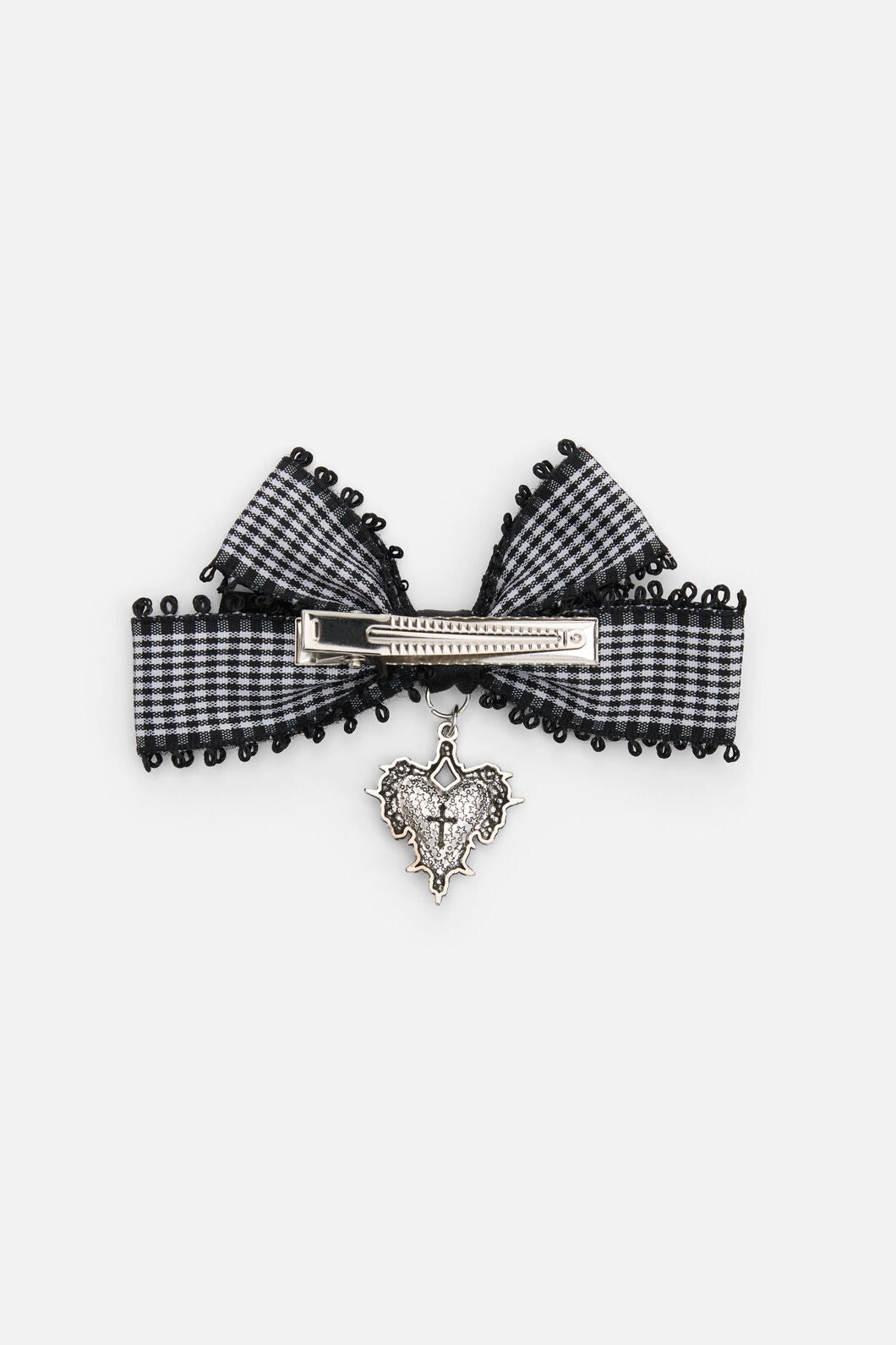 Black Friday - Black Goth Check Bow Clip - black