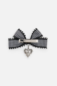 Black Friday - Black Goth Check Bow Clip - black