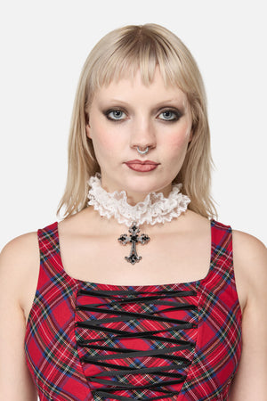 Black Friday - Ruffle Collar Choker - white