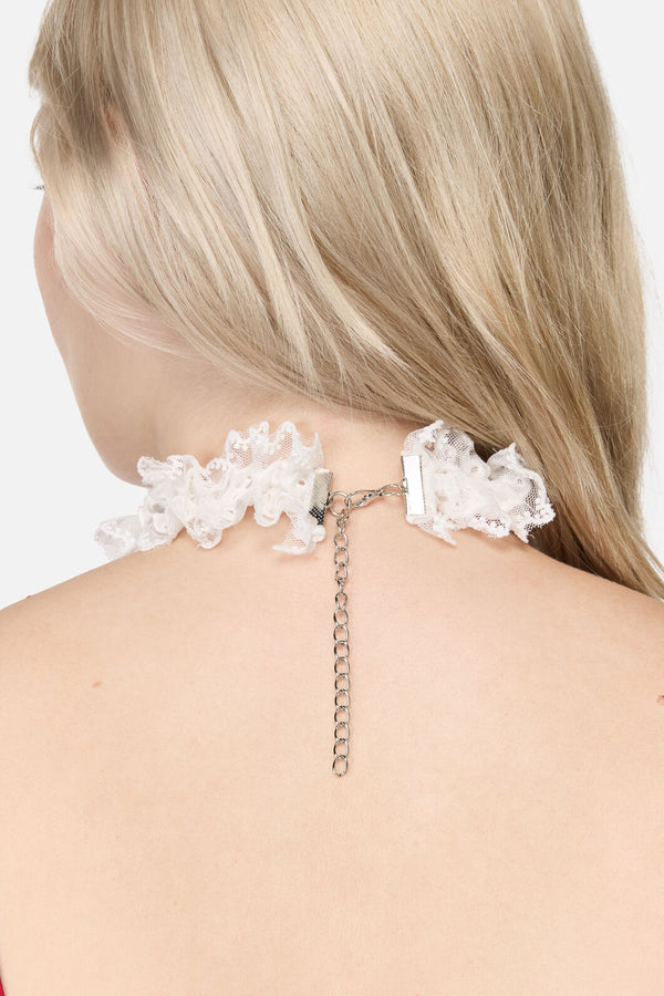 Black Friday - Ruffle Collar Choker - white
