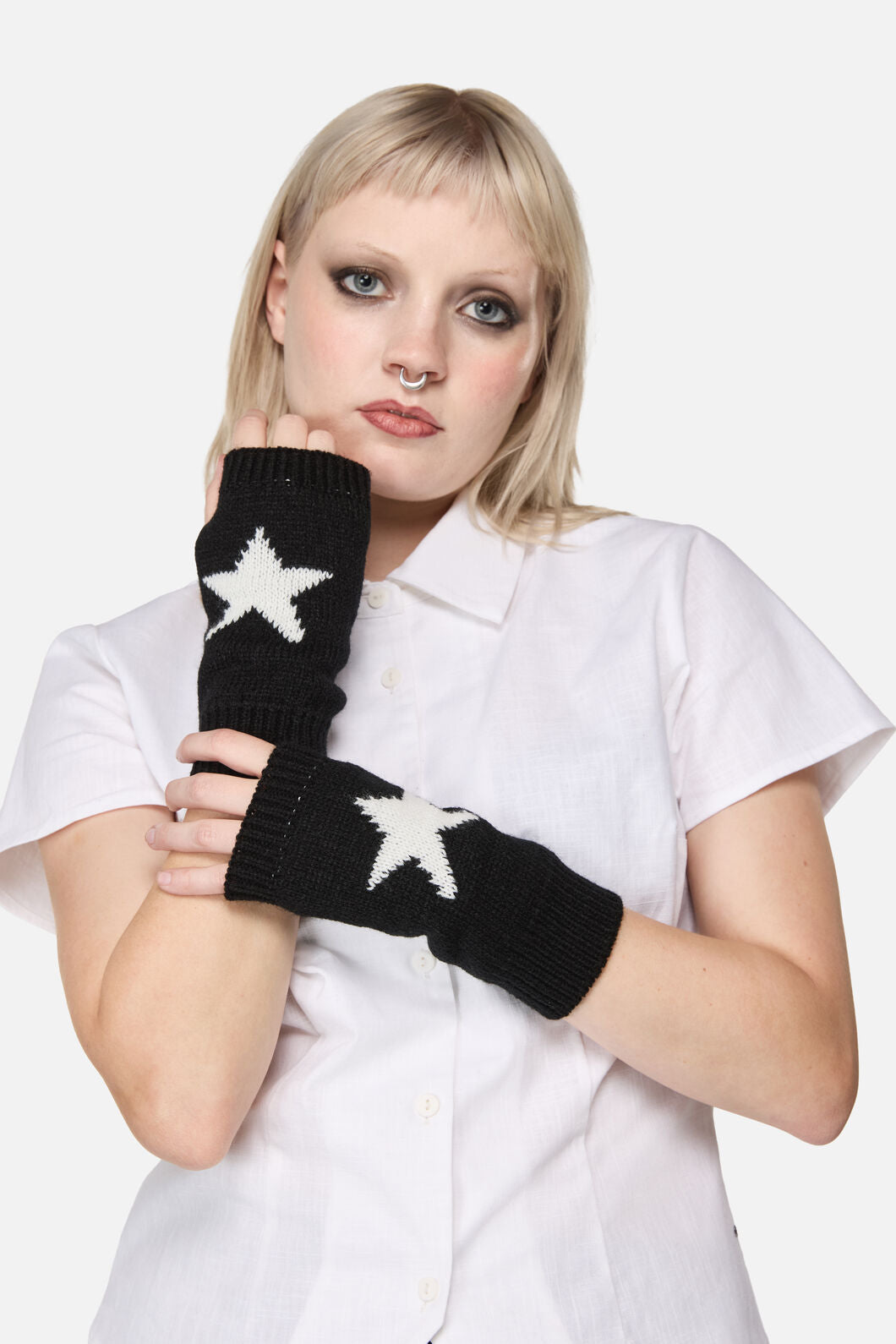 Black Friday - Star Warm Fingerless Gloves - black