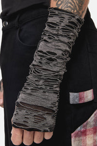 Black Friday - Faux Torn LongFingerlessGloves - grey