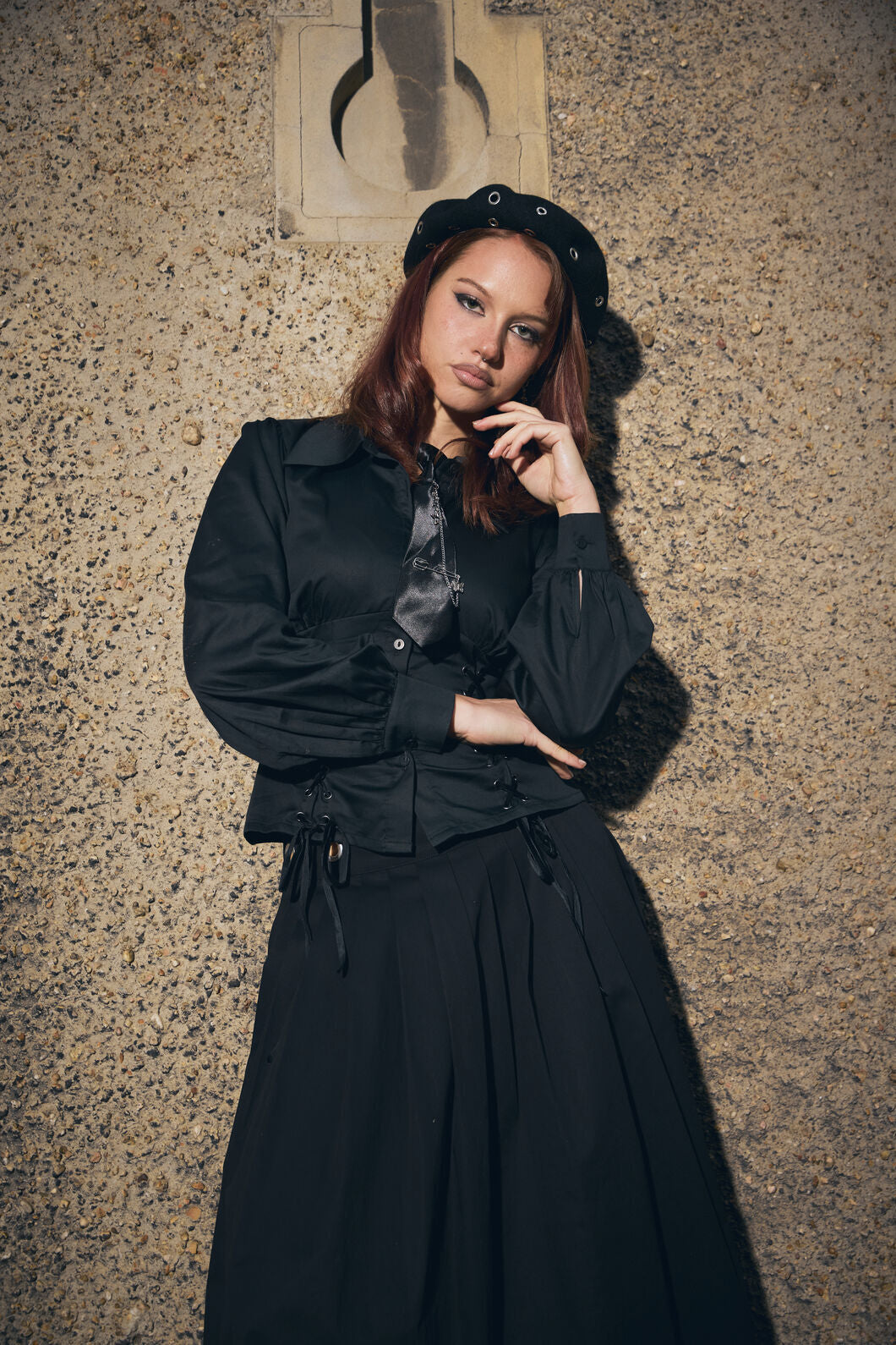 Black Friday - Eyelet Wool Beret - black