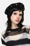 Black Friday - Eyelet Wool Beret - black