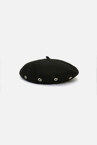 Black Friday - Eyelet Wool Beret - black