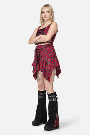 Black Friday - Zipped Check Leg Warmers - black-red