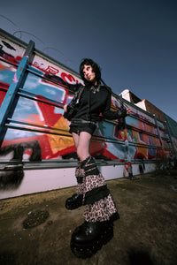 Black Friday - Strappy Leopard Leg Warmers - leopard
