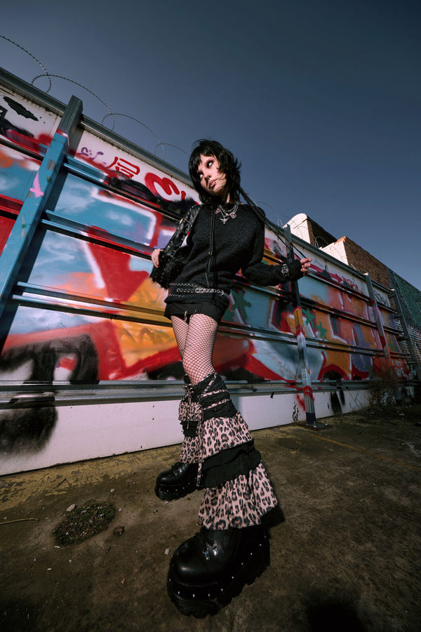 Black Friday - Strappy Leopard Leg Warmers - leopard