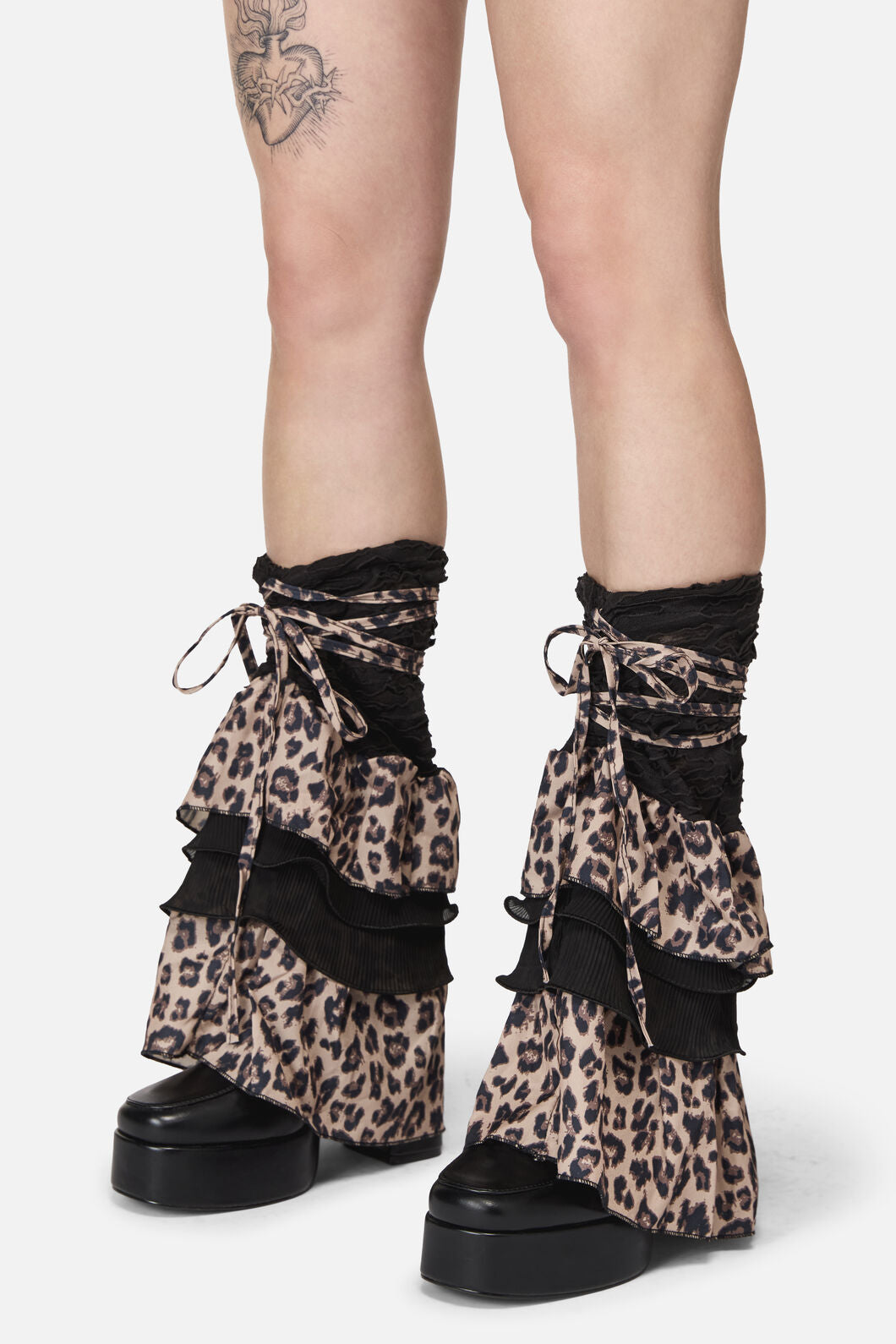 Black Friday - Strappy Leopard Leg Warmers - leopard
