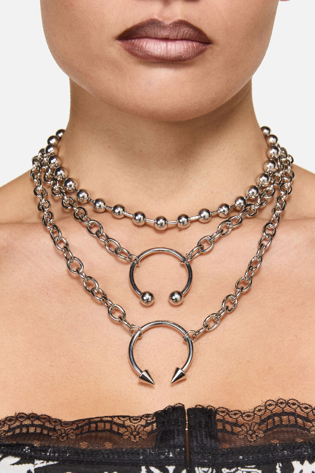 Black Friday - Punk'd Necklace Set - silver