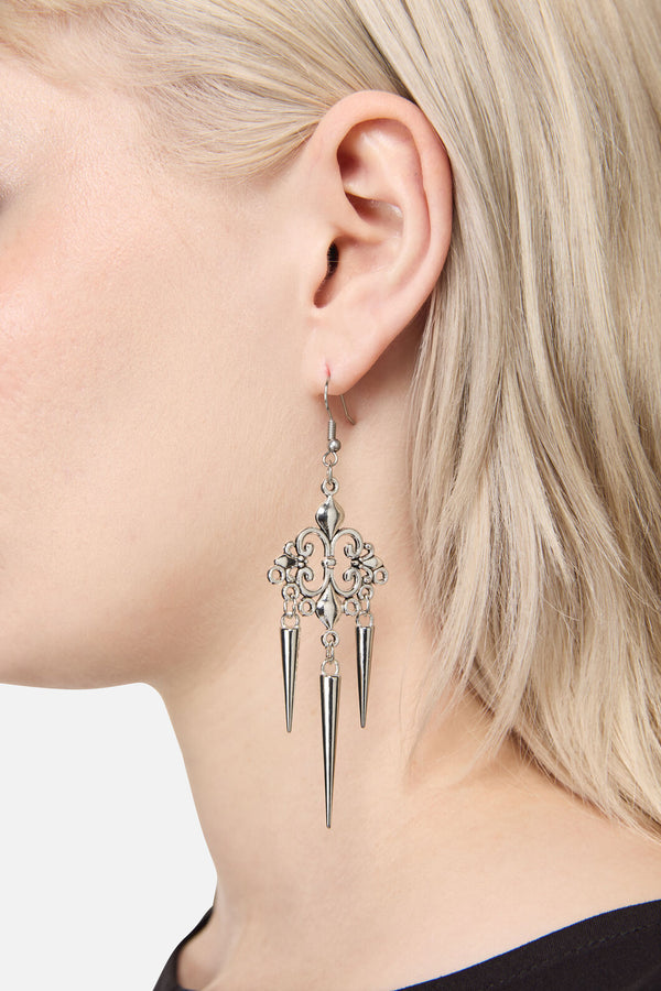 Black Friday - Fleur Gothic Earrings - silver