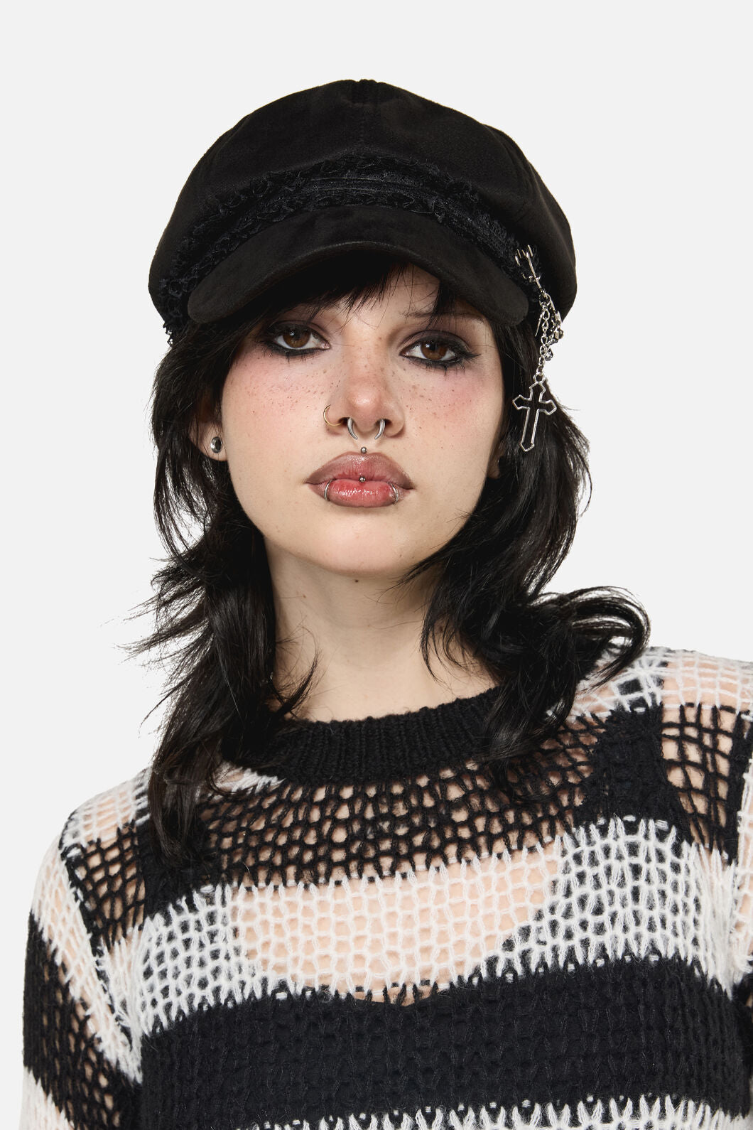 Black Friday - Ruffle & Removable Charm Hat - black