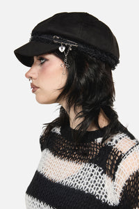 Black Friday - Ruffle & Removable Charm Hat - black
