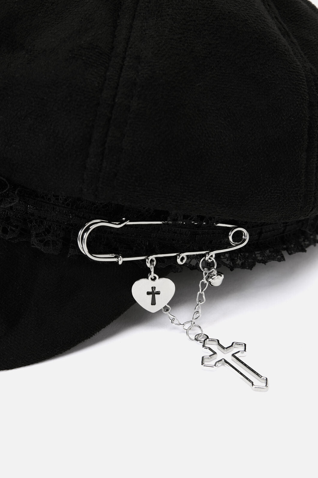 Black Friday - Ruffle & Removable Charm Hat - black
