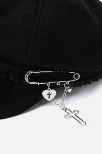 Black Friday - Ruffle & Removable Charm Hat - black