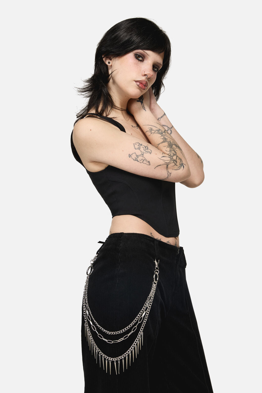 Black Friday - Spiked Triple Pant Chain - silver