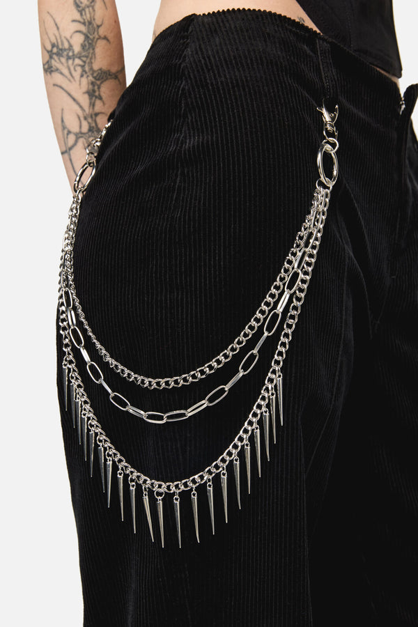Black Friday - Spiked Triple Pant Chain - silver