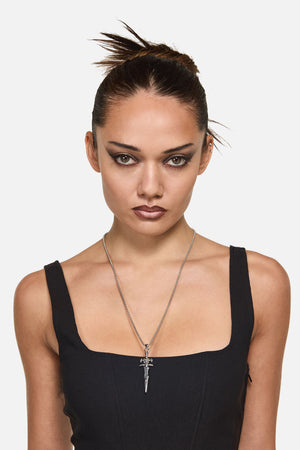Black Friday - Sword Pendant Necklace - silver