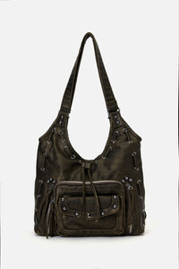 Black Friday - Golden Large Slouch Stud Bag - black-gold