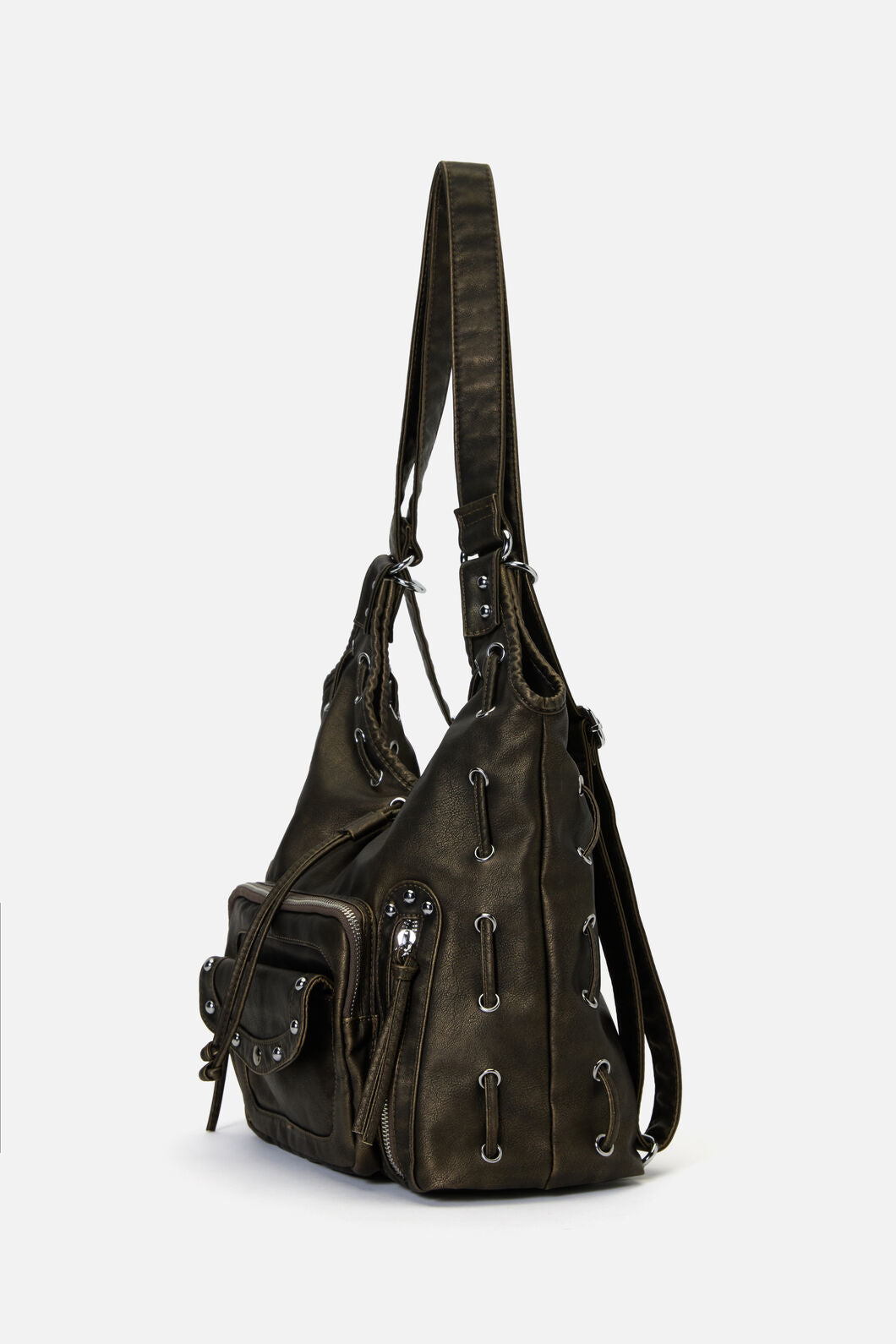 Black Friday - Golden Large Slouch Stud Bag - black-gold