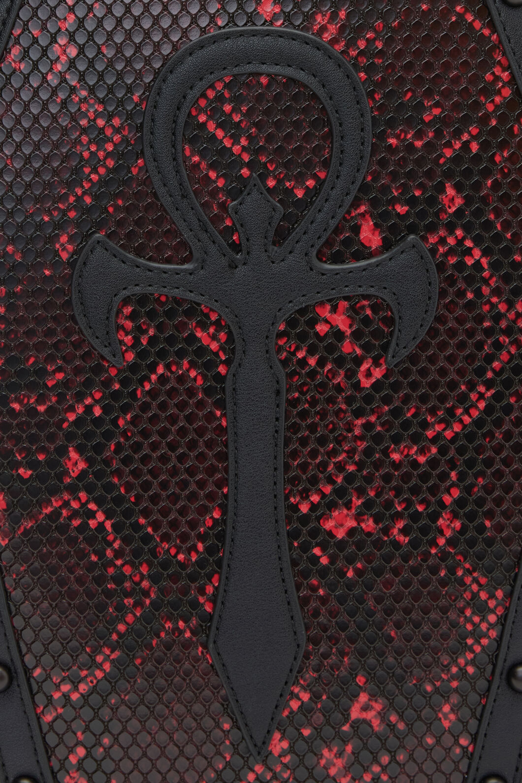 Black Friday - Gothic Snake Print Coffin Bag - black-red