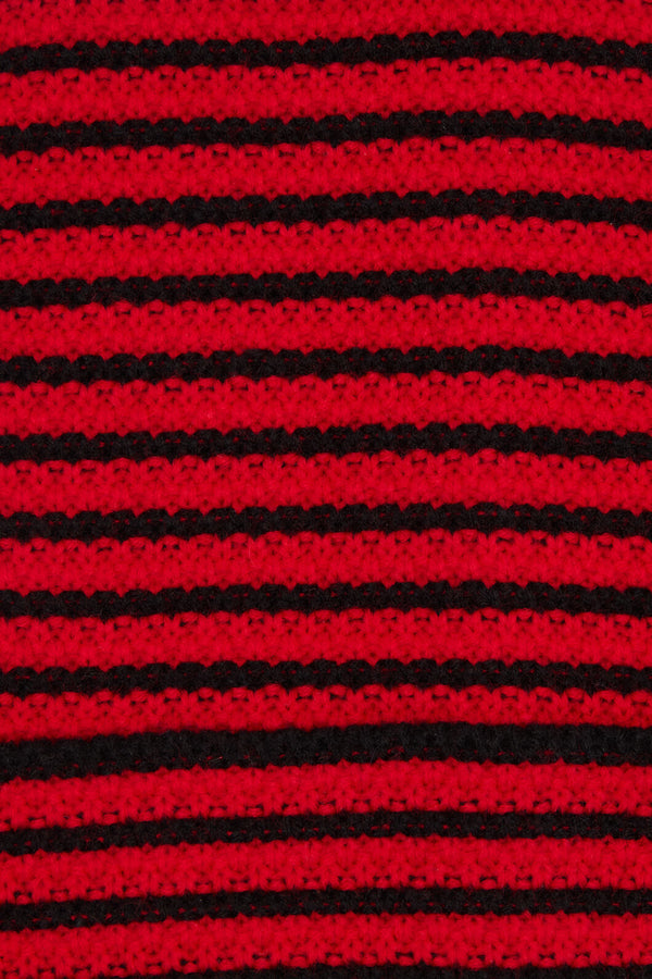 Black Friday - Pointed Knitted Beanie - black-red