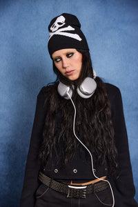Black Friday - Skull Beanie - black-white