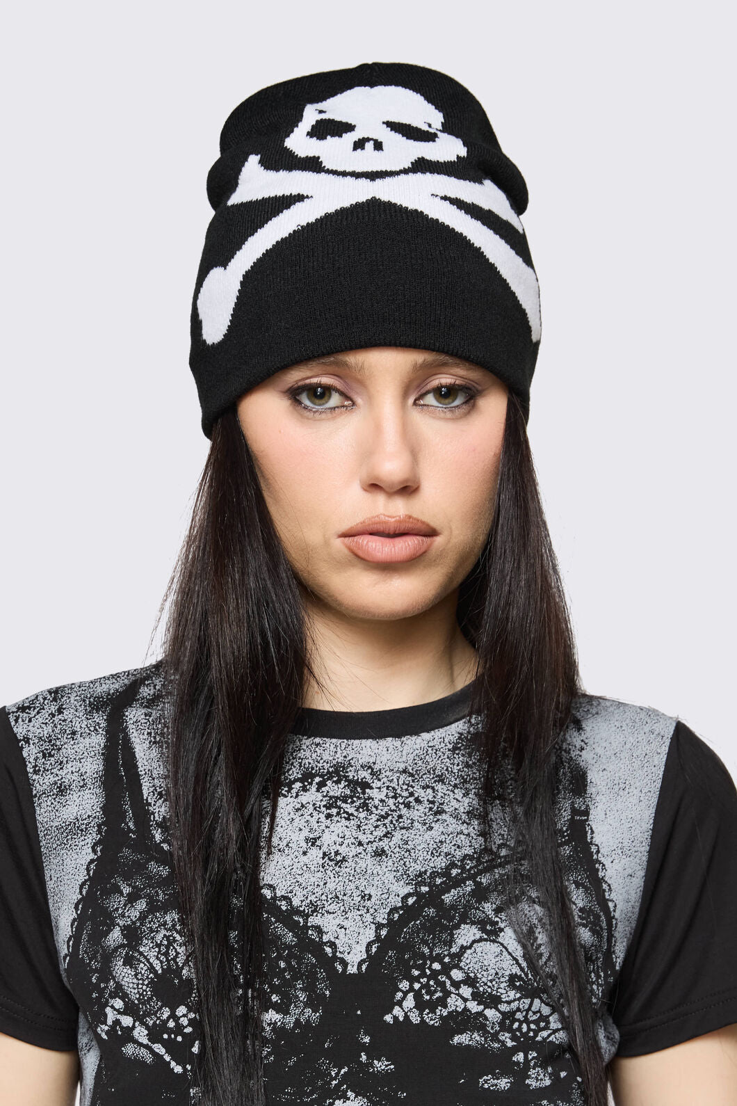 Black Friday - Skull Beanie - black-white