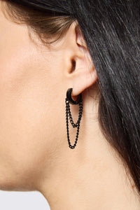 Black Friday - Chained Huggie Earrings - black