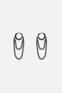 Black Friday - Chained Huggie Earrings - black