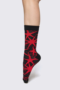 Black Friday - Trad Emo Star Socks - black-red