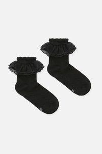 Black Friday - Double Lace Top Sock - black