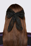 Black Friday - Large Lace Bow Hair Clip - black