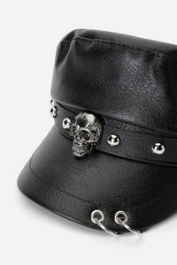Black Friday - Studded & Skull Peak Cap - black
