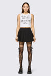 Black Friday - Black Ribbon Tie Mesh Tights - black