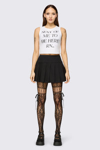 Black Friday - Black Ribbon Tie Mesh Tights - black