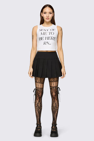 Black Friday - Black Ribbon Tie Mesh Tights - black