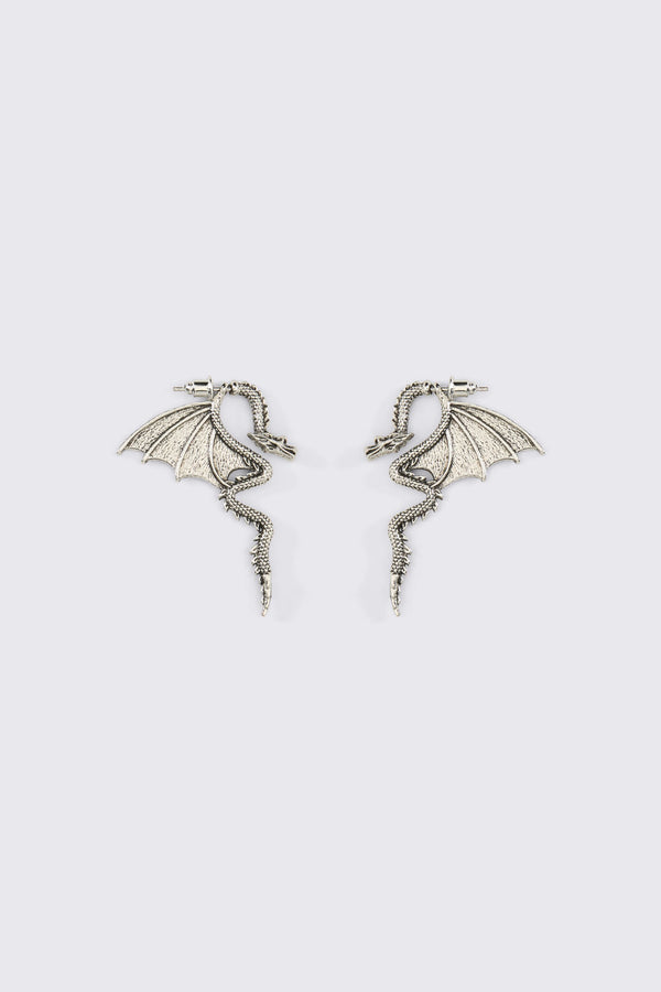 Black Friday - Dragon Earrings - silver