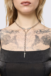 Black Friday - Dagger Drop Chain Necklace - silver