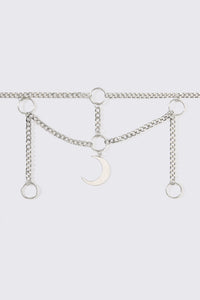 Black Friday - Ring & Chain Crescent Necklace - silver